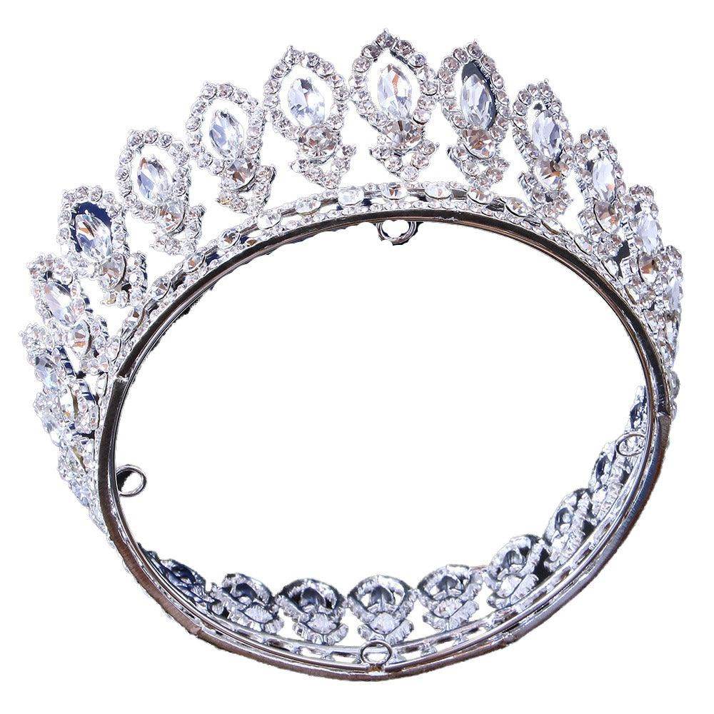 Full diamond Baroque round bridal tiara Crown accessories Alloy headband round tiara 723179819813 - COCOMELODY